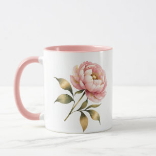 Blush Pink Peony Elegant Watercolor Mug
