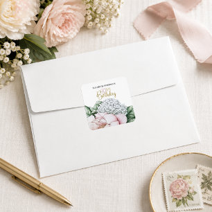 Blush Pink Peony Floral 30th Birthday Square Sticker