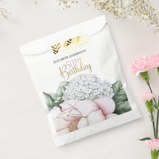 Blush Pink Peony Floral 50th Birthday Favour Bags