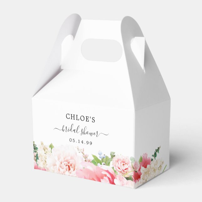  Blush Pink Peony Floral Bridal Shower Favour Box (Front Side)