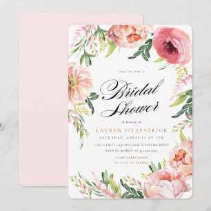 Blush Pink Peony Floral Bridal Shower Invitation