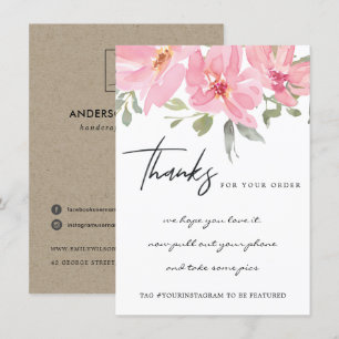BLUSH PINK PEONY FLORAL CORPORATE BUSINESS LOGO THANK YOU CARD