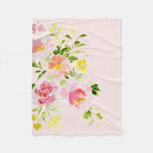 Blush pink peony floral Fleece Blanket
