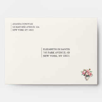 Blush Pink Peony Front Return Address Envelope