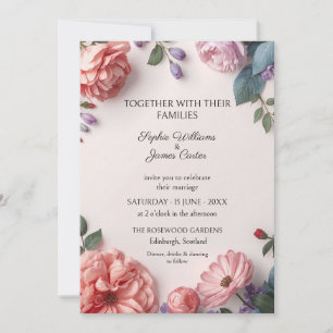 Blush Pink Peony Garden Wedding Invitation