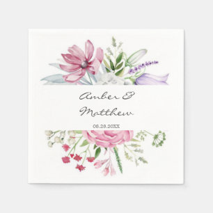 Blush Pink Peony Periwinkle Tulip Wedding Napkins