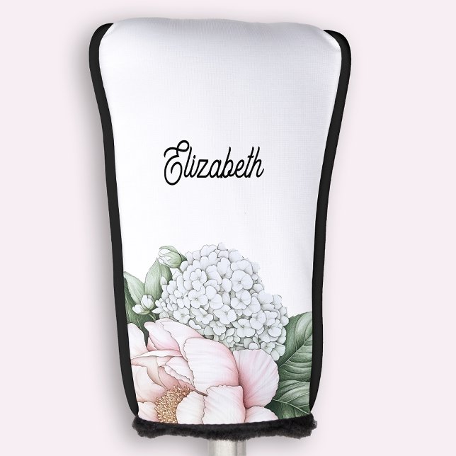 Blush Pink Peony Personalized Golf Head Cover (Creator Uploaded)