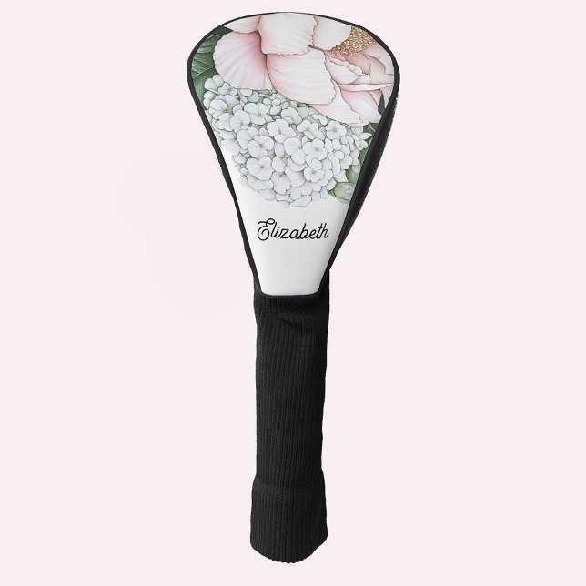 Blush Pink Peony Personalized Golf Head Cover (Creator Uploaded)