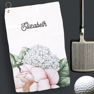 Blush Pink Peony Personalized Golf Towel