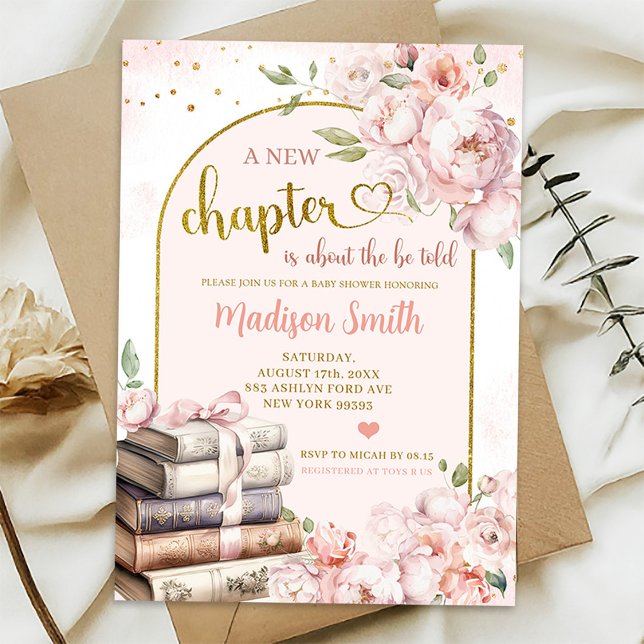 Blush Pink Peony Storybook Theme Baby Shower Invitation (Creator Uploaded)