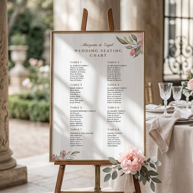 Blush Pink Peony Wedding Seating Chart Sign (Creator Uploaded)