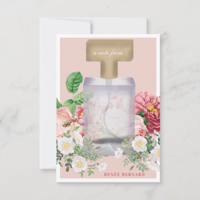 Blush Pink Perfume Bottle Floral Bridal Shower Card (Front)