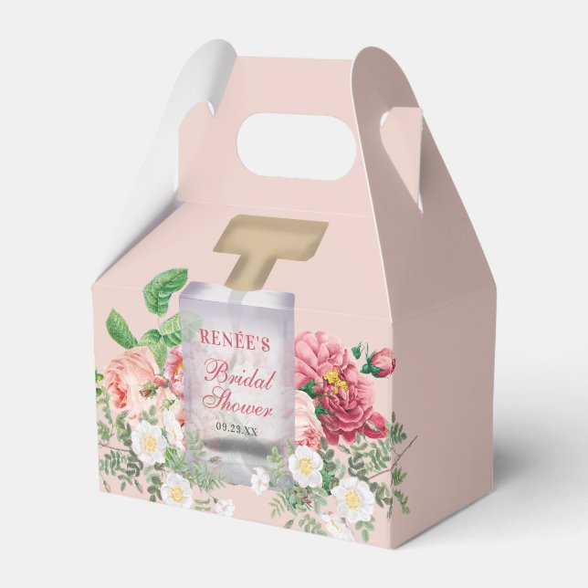 Blush Pink Perfume Bottle Floral Bridal Shower  Favour Box (Front Side)