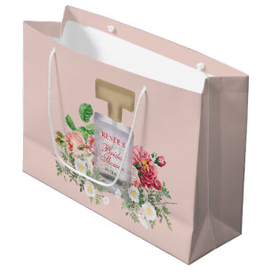 Blush Pink Perfume Bottle Floral Bridal Shower  Large Gift Bag