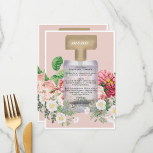 Blush Pink Perfume Bottle Floral Bridal Shower Menu