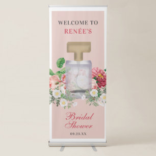 Blush Pink Perfume Bottle Floral Bridal Shower Retractable Banner