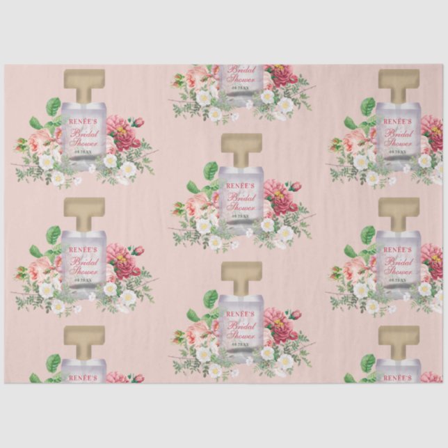 Blush Pink Perfume Bottle Floral Bridal Shower  Tissue Paper (Front)