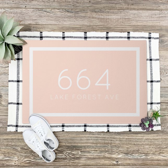 Blush Pink Personalised Address Number Doormat (Creator Uploaded)