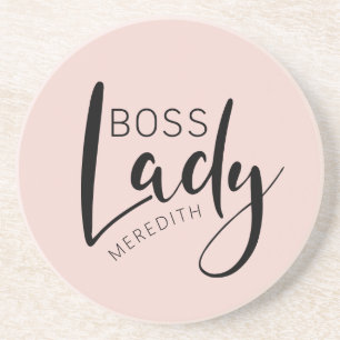 Blush Pink Personalised Boss Lady Logo Coaster