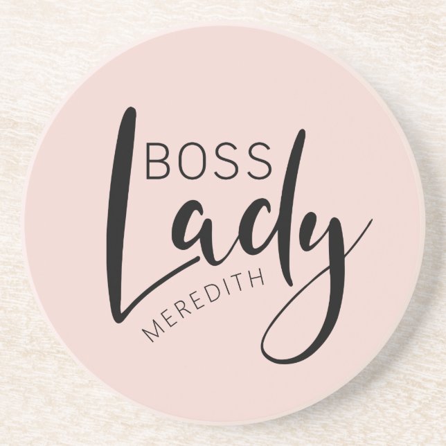 Blush Pink Personalised Boss Lady Logo Coaster (Front)