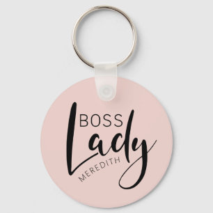 Blush Pink Personalised Boss Lady Logo Key Ring