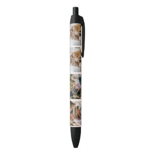 Blush Pink Personalised Family Photo Black Ink Pen