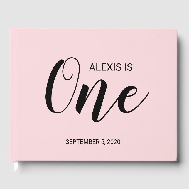 Blush Pink Personalised First Birthday Guestbook (Front)