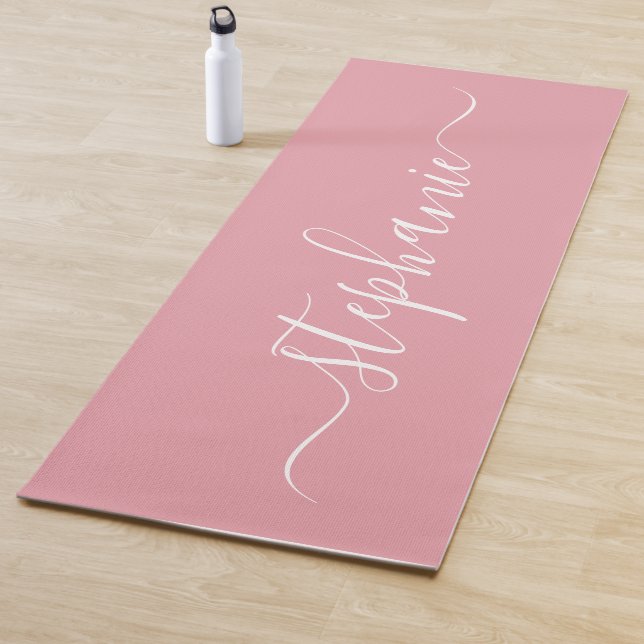 Blush Pink Personalised Name  Yoga Mat (In Situ)
