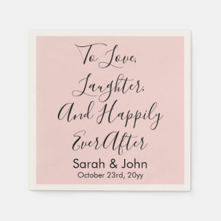 Blush Pink Personalised Script Wedding Reception  Napkin