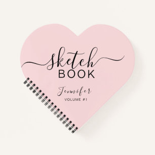 Blush Pink Personalised Sketchbook Your Name Notebook