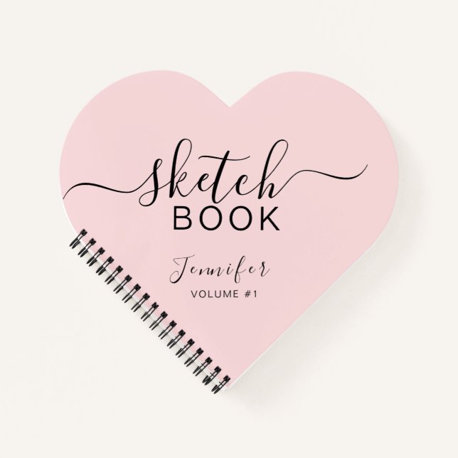 Blush Pink Personalised Sketchbook Your Name Notebook (Front)