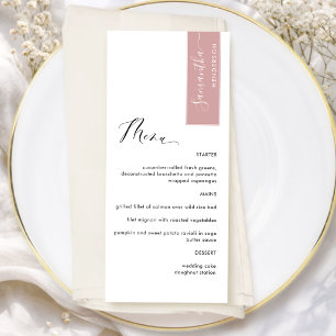 Blush Pink Personalised with Guest Name Elegant Menu