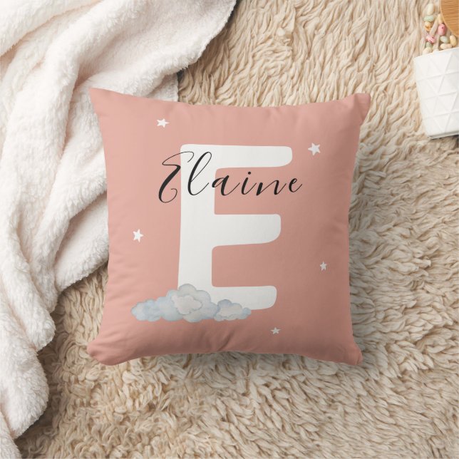 Blush Pink Personalized Baby Name Pillow Custom (Blanket)
