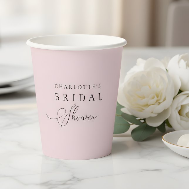 Blush Pink Personalized Bridal Shower  Paper Cups (Creator Uploaded)