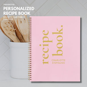 Blush Pink Personalized Recipe Book with Name