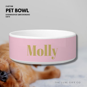 Blush Pink Pet Bowl with Custom Name