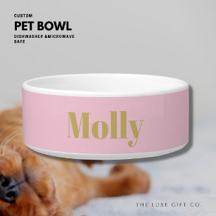 Blush Pink Pet Bowl with Custom Name