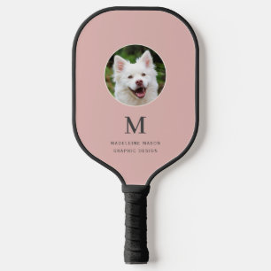Blush Pink Pet Photo Personalised Pickleball Paddle