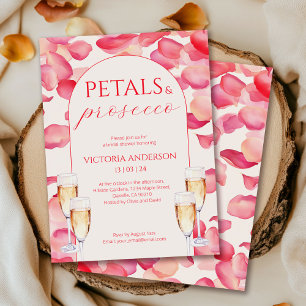 Blush Pink Petals and Prosecco Bridal Shower  Invitation