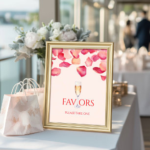 Blush Pink Petals & Prosecco Bridal Shower Favours Poster