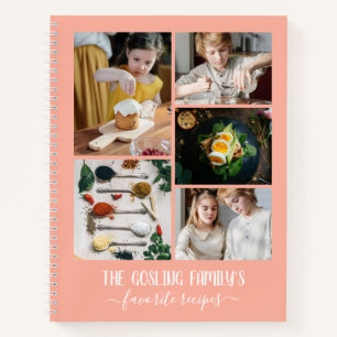 Blush Pink Photo Collage Family Recipes Notebook