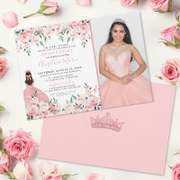 Blush Pink Photo Floral Quinceanera