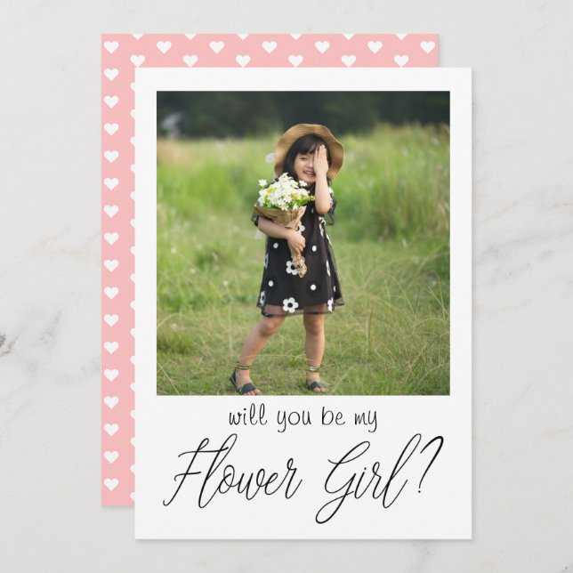 Blush Pink Photo Flower Girl Proposal Invitation (Front/Back)