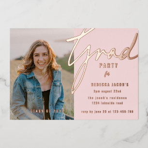 Blush Pink Photo Grad Party Foil Invitation