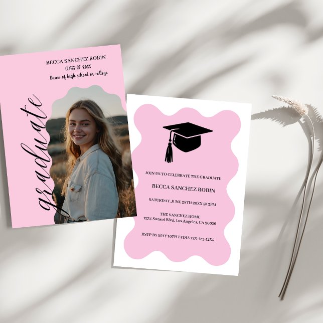 Blush pink photo graduation  invitation (Creator Uploaded)