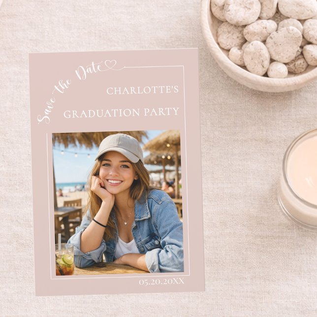 Blush Pink Photo Graduation party Save The Date (Creator Uploaded)