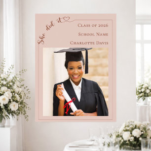Blush Pink Photo Graduation Party welcome Poster