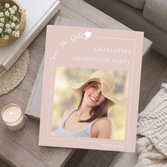 Blush Pink Photo Graduation Save the Date Flyer (Creator Uploaded)