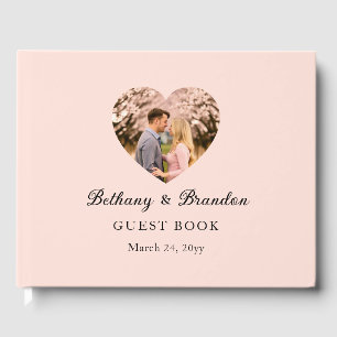 Blush Pink Photo Heart Wedding Guest Book
