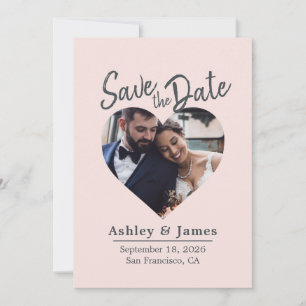 Blush Pink Photo Modern Script Save the Date